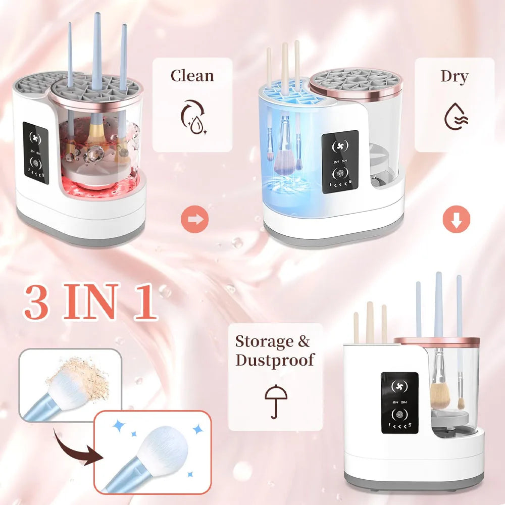Electric Makeup Brush Cleaning Machine Dryer USB Charging For Beauty Makeup Brush Kit Eye Shadow Brush Blush Brush Storage Rack.