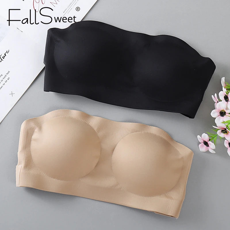 FallSweet Women's Seamless Strapless Bra Backless Slip-proof Invisible One-piece Underwear for Wedding & Party Dresses Lingerie