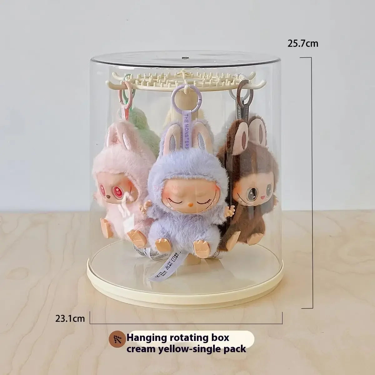 Labubu pendant display box, rotatable transparent Labubu doll, handmade blind box, storage display stand, decorative ornaments,
