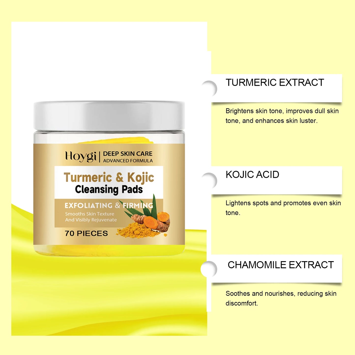 Turmeric Kojic Acid Cleansing Pad Gently Exfoliates Deeply Cleanses Skin Whitens And Lightens Spots Maintains Water Oil Balance