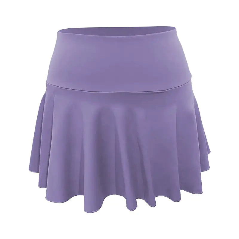 Nude Pleated Two-Piece Sports Tennis Skirt