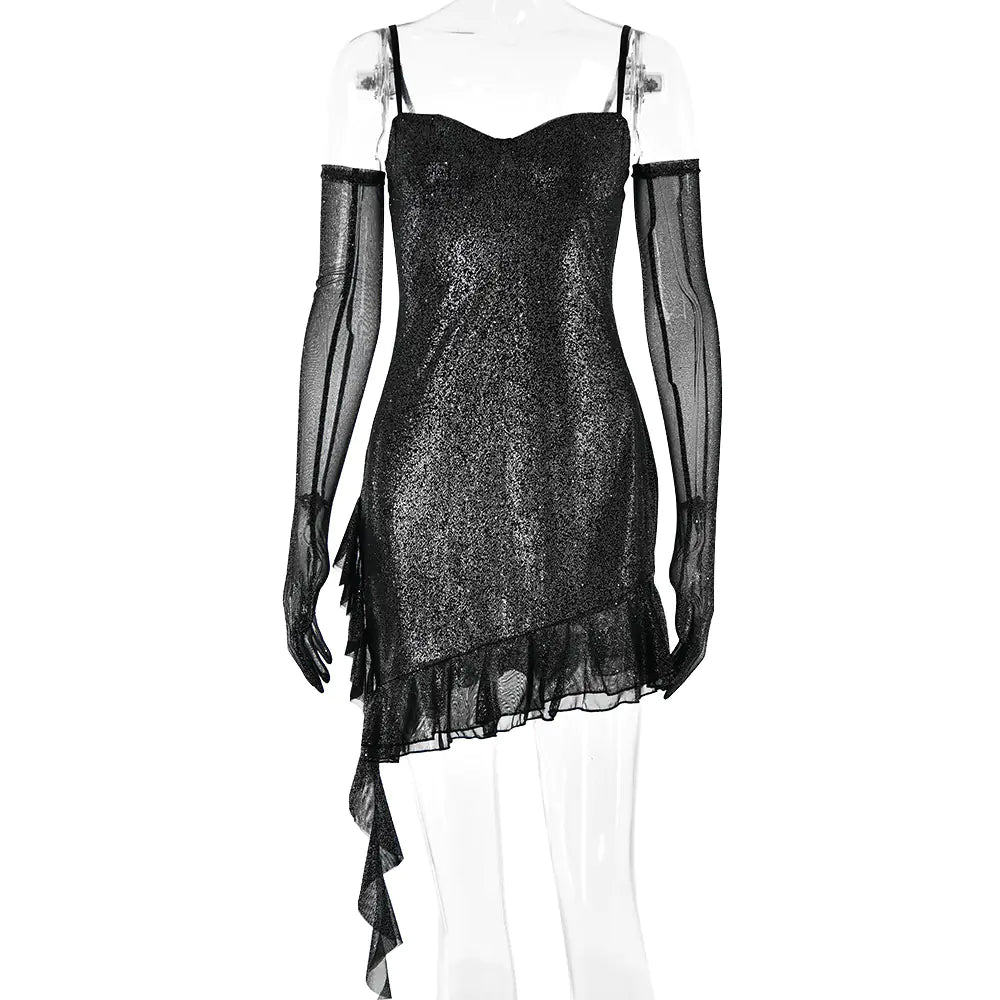 Women's Silver Mesh Sling Tube Top Sexy Dress
