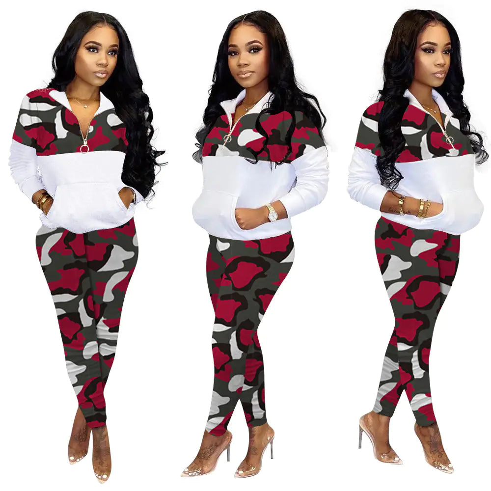 Camouflage Fashion Casual Two-Piece Women's Set
