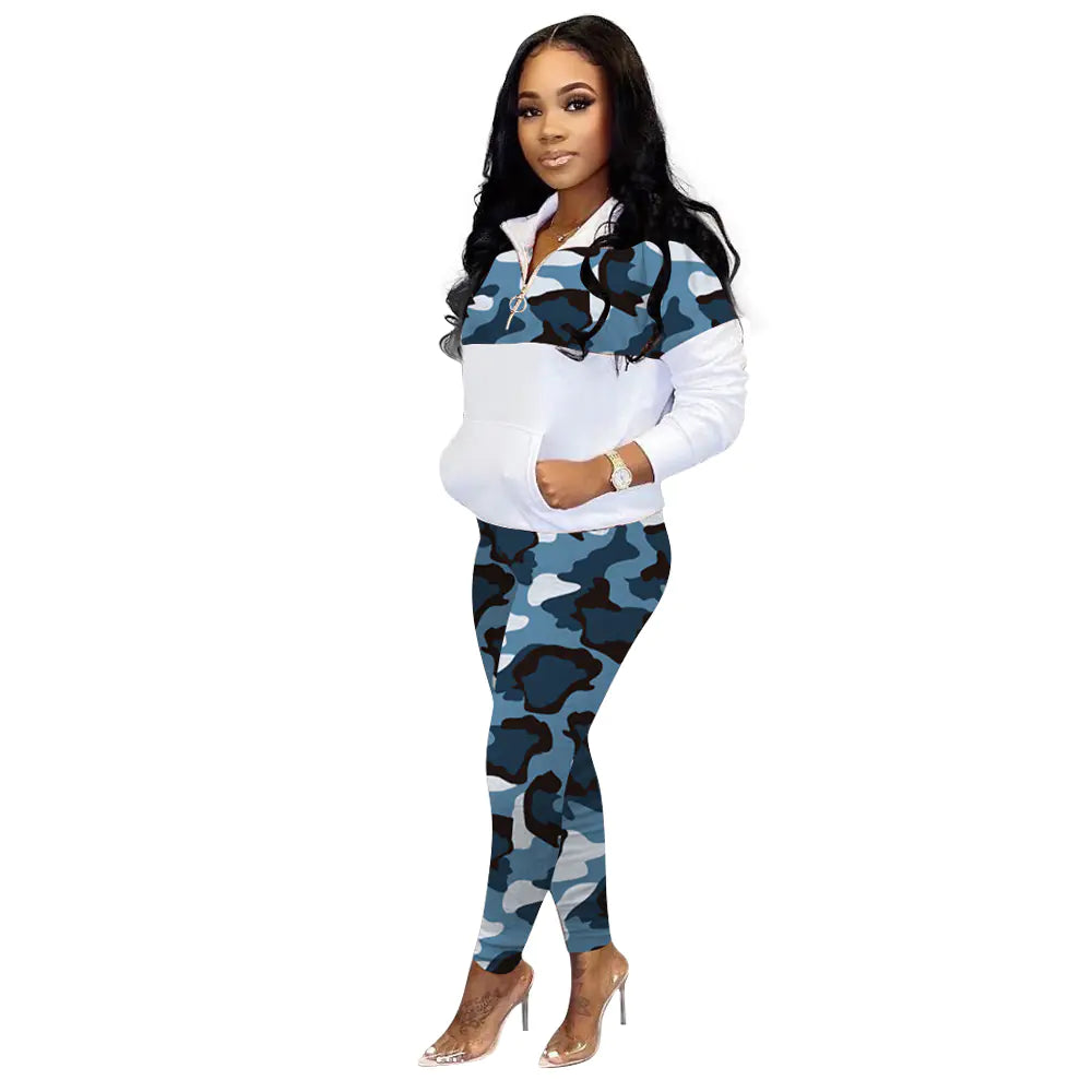 Camouflage Fashion Casual Two-Piece Women's Set