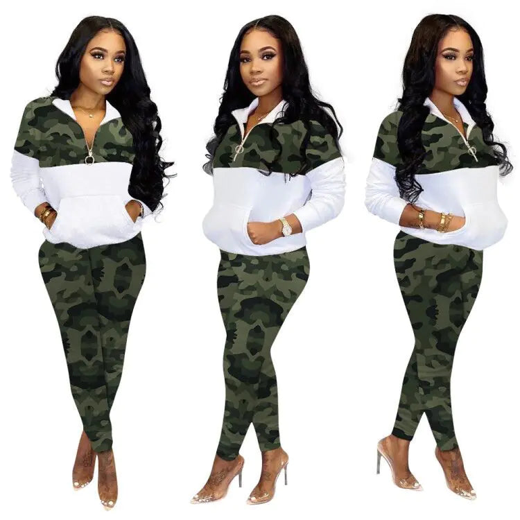 Camouflage Fashion Casual Two-Piece Women's Set