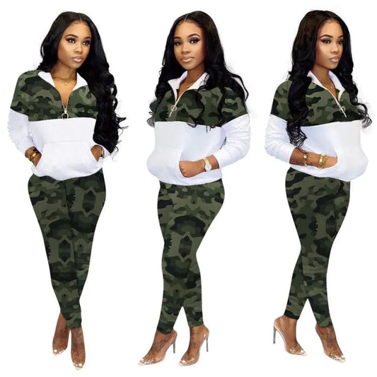 Camouflage Fashion Casual Two-Piece Women's Set
