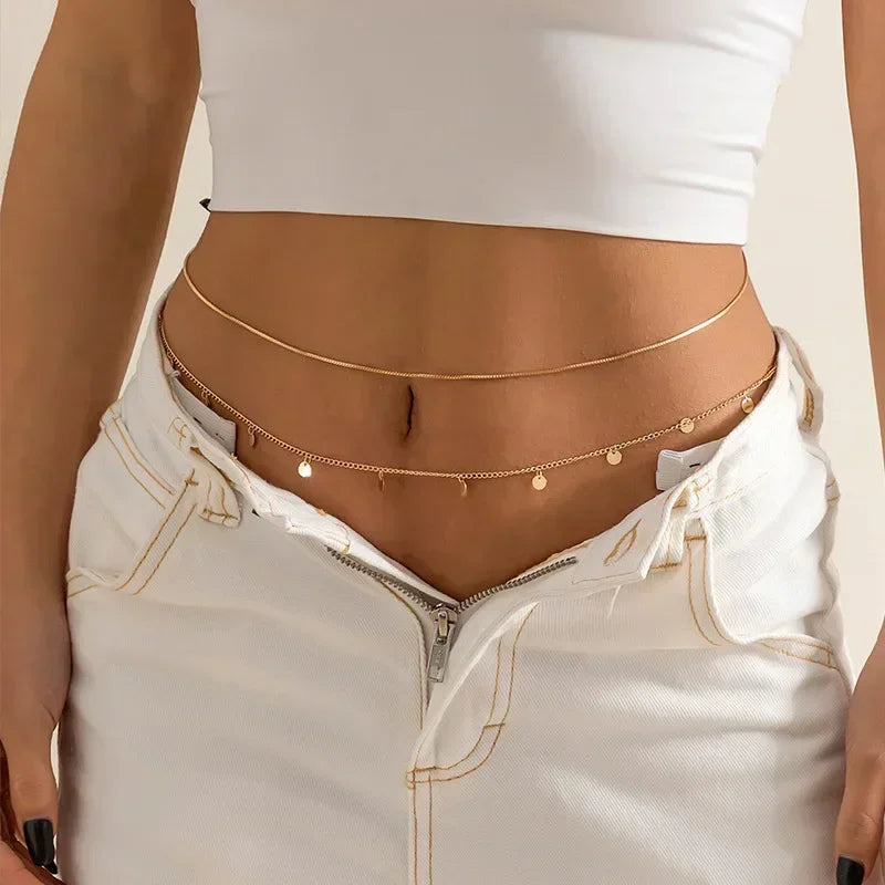 Versatile Peach Heart Sexy Body Chain Ladies' Summer Beach Bikini Body Accessories Simple Love Zircon Tassel Waist Chain