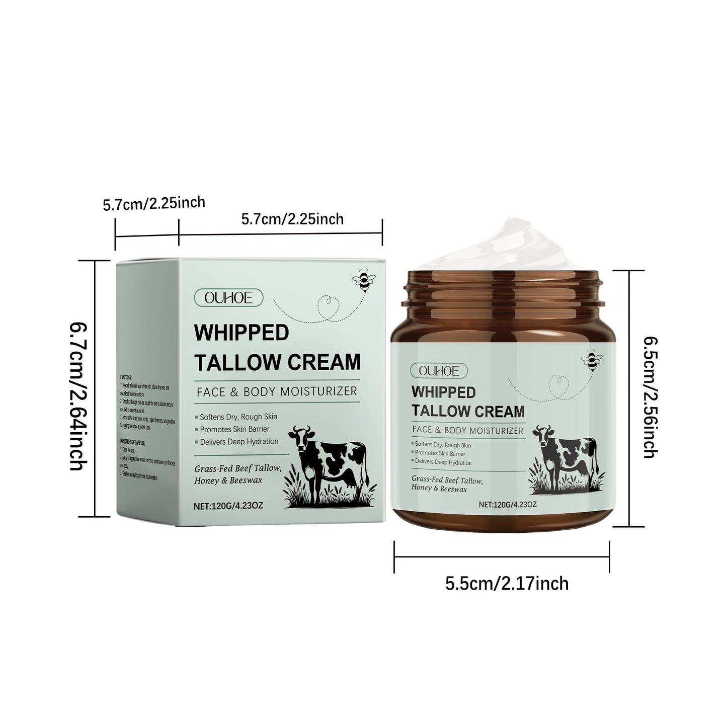 Whipped Tallow Cream Deep Nourish Fade Fine Lines Anti Aging Brighten Improve Dryness Natural Tallow Facial Moisturizing Cream