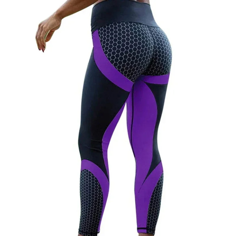 BWQ Leggings Sport Women Honeycomb Digital Printing Trousers Nine Points Workout Yoga Pants Fashion Tight Hips Gym New Pants