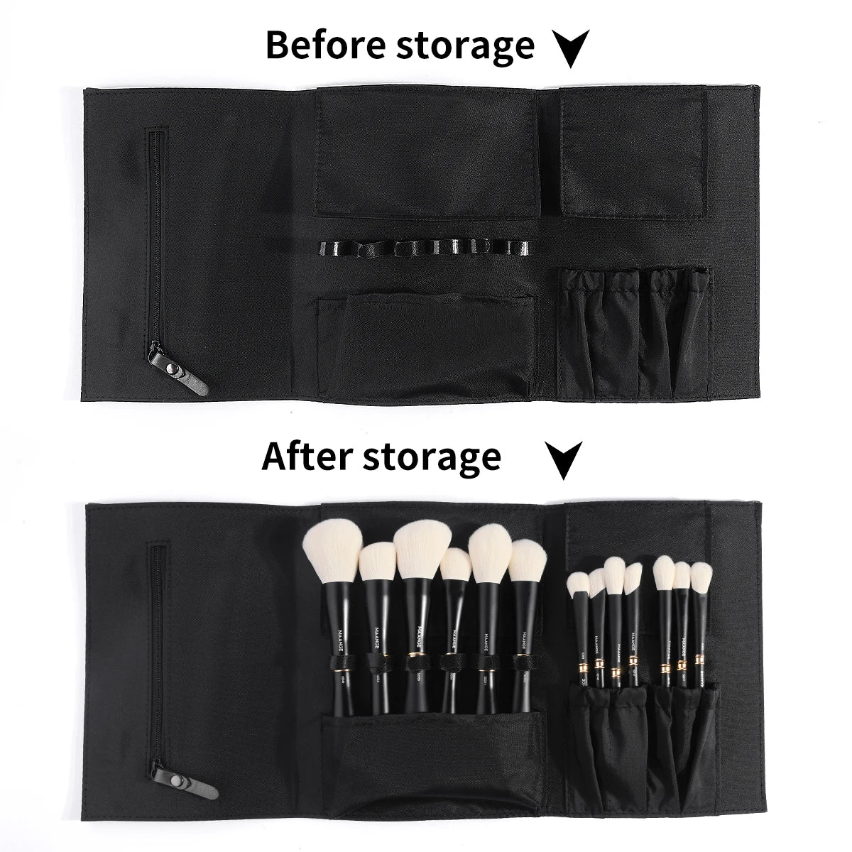MAANGE 13pcs High-end Double Head Makeup Brush Set Storage Bag Gift Box for Foundation Concealer Eyeshadow Powder Beauty Tools