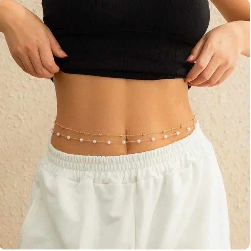 Versatile Peach Heart Sexy Body Chain Ladies' Summer Beach Bikini Body Accessories Simple Love Zircon Tassel Waist Chain