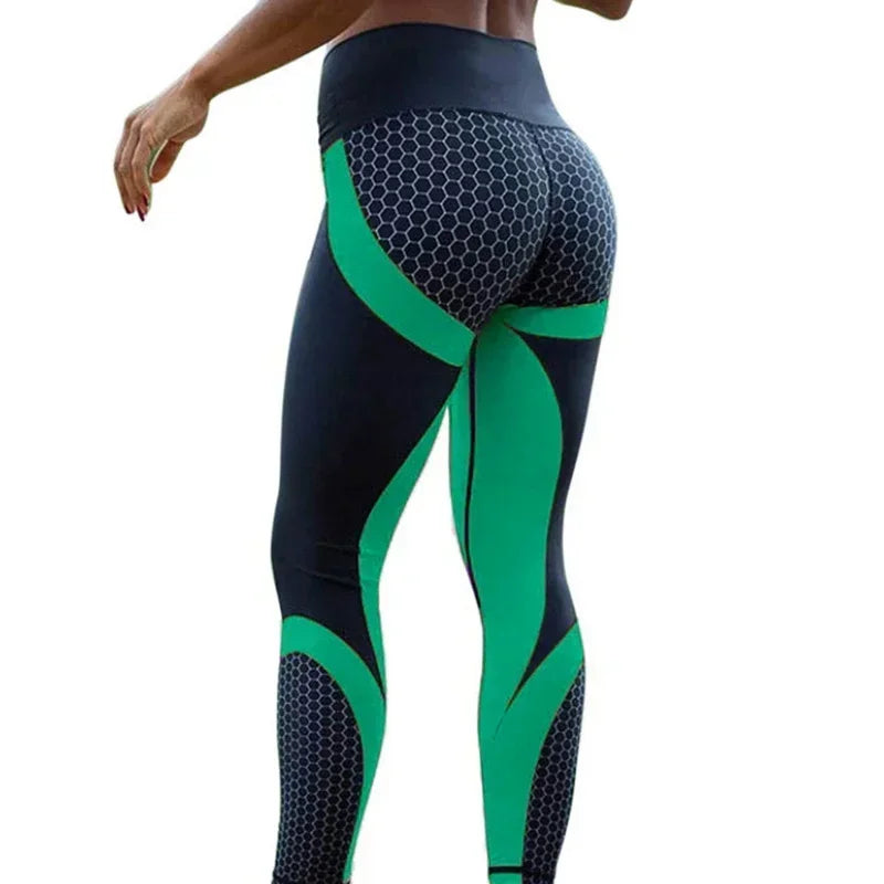 BWQ Leggings Sport Women Honeycomb Digital Printing Trousers Nine Points Workout Yoga Pants Fashion Tight Hips Gym New Pants