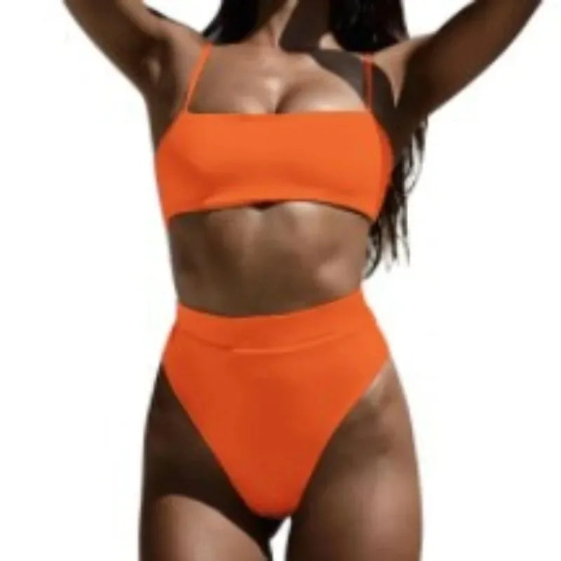Solid Colour High Waist Split Sexy Bikini,Summer Beach Skirt,Women's Swimwear,Beach Thong,Two Piece,Sexy Backless Swimwear,bijin