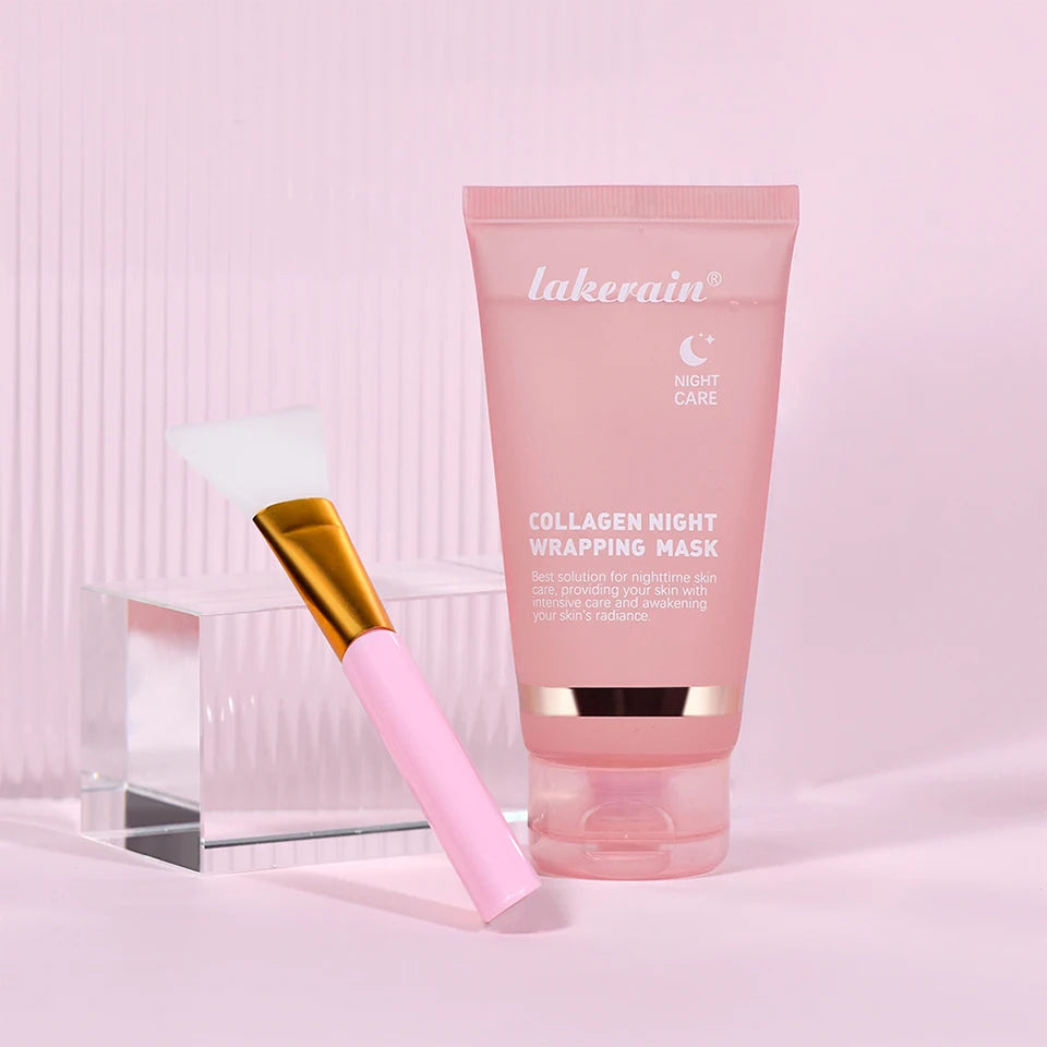 Lakerain Collagen Peeling Night Cream With Brush Tear-off Mask Reduce Fine Lines Deeply Nourish Tighten skin Moisturizing Mask