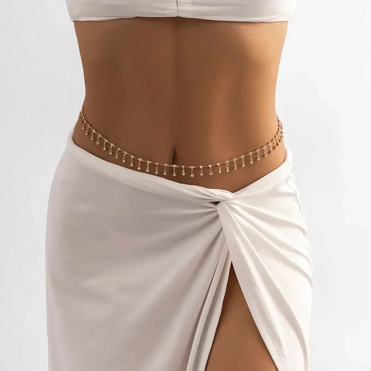 Versatile Peach Heart Sexy Body Chain Ladies' Summer Beach Bikini Body Accessories Simple Love Zircon Tassel Waist Chain