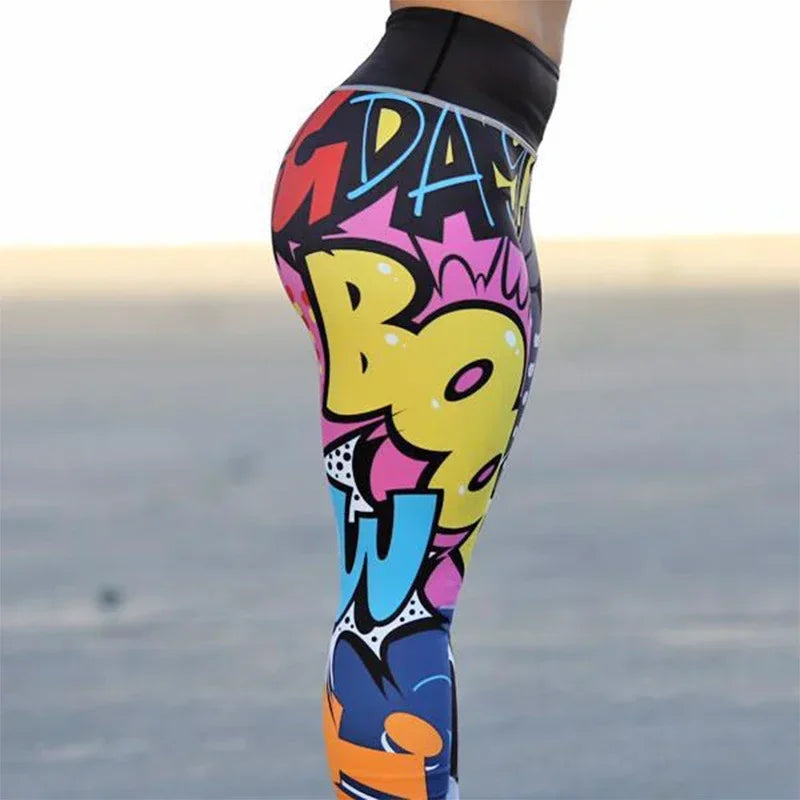 BWQ Leggings Sport Women Honeycomb Digital Printing Trousers Nine Points Workout Yoga Pants Fashion Tight Hips Gym New Pants