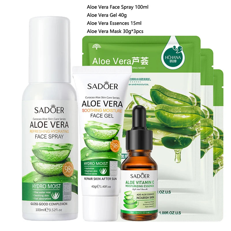 Face Care Set Oil Control Cleansing Mousse Aloe Vera Gel Smooth Moisturizing Spray Improve Dryness Repairing Skin Care Kit
