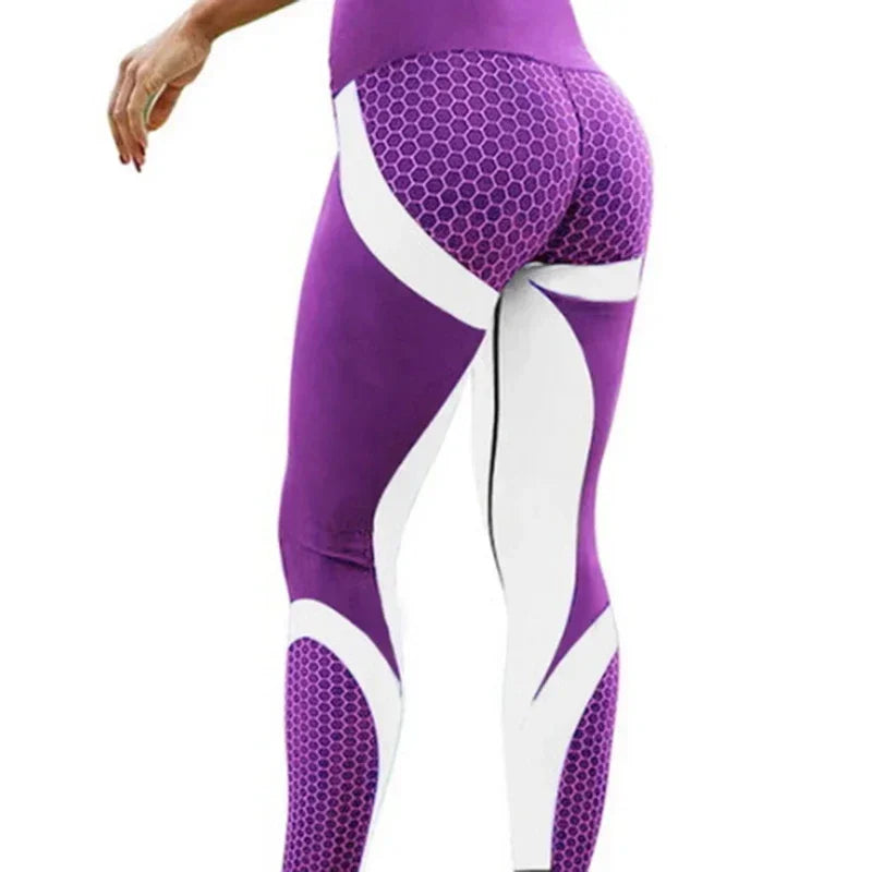 BWQ Leggings Sport Women Honeycomb Digital Printing Trousers Nine Points Workout Yoga Pants Fashion Tight Hips Gym New Pants