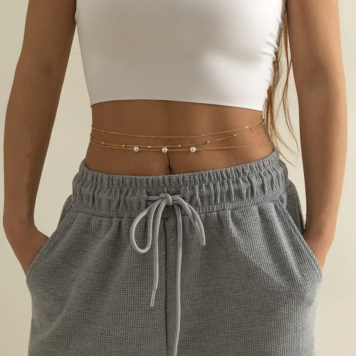 Versatile Peach Heart Sexy Body Chain Ladies' Summer Beach Bikini Body Accessories Simple Love Zircon Tassel Waist Chain