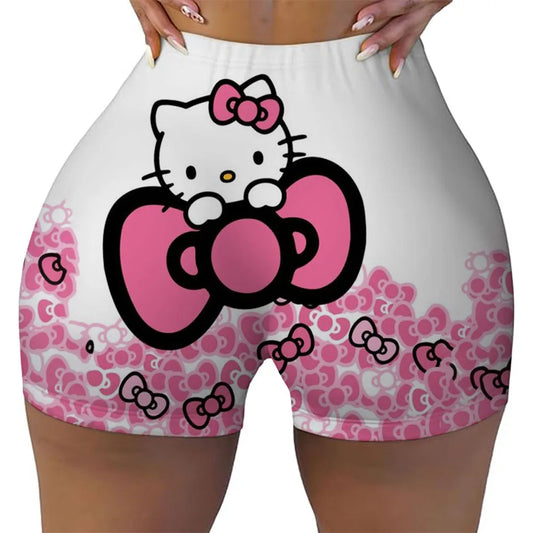 Hello Kitty Running Shorts Women's Hip Weightlifting Gym Tights Women's Bicycle Slimming Shorts High Waist Yoga Shorts