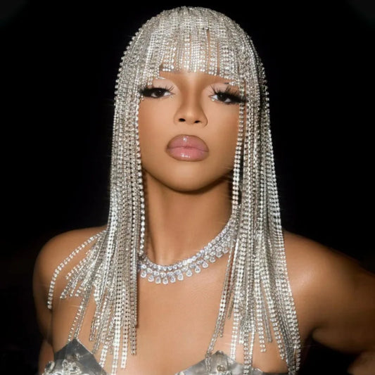 Gorgeous Long Tassel Headpiece Rhinestone Hair Chain Headband Bling Bridal Hat Women Crystal Hollow Head Chain Jewelry