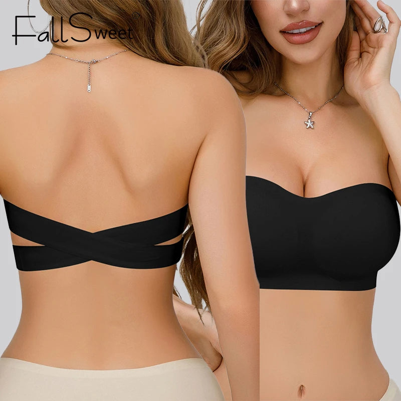 FallSweet Women's Seamless Strapless Bra Backless Slip-proof Invisible One-piece Underwear for Wedding & Party Dresses Lingerie