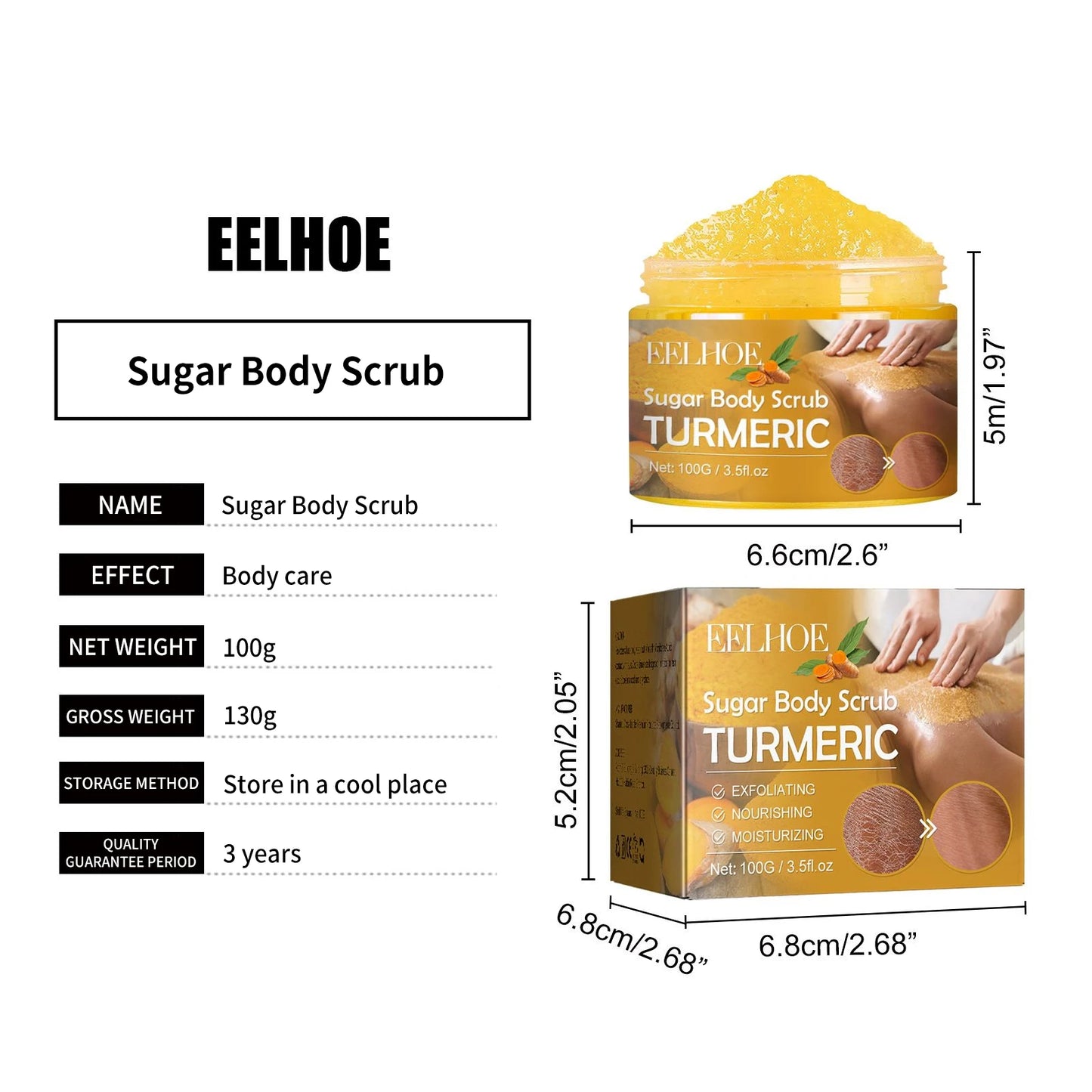 Body Scrub Dead Skin Darkness Removal Back Exfoliating Brighten Knee Elbow Anti Acne Deep Cleansing Moisturizing Turmeric Scrubs