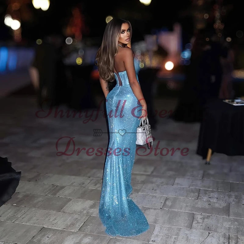 Thinyfull Sexy Mermaid Prom Evening Dresses Sweetheart Backless Glitter Night Party Dress Formal Cocktail Prom Gowns Customized