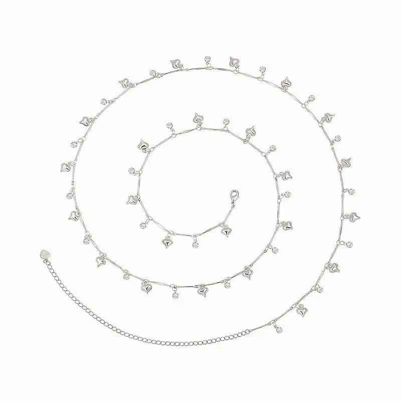 Versatile Peach Heart Sexy Body Chain Ladies' Summer Beach Bikini Body Accessories Simple Love Zircon Tassel Waist Chain