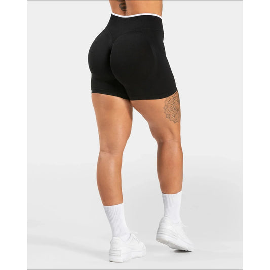 Women's Seamless Gym Solid Color Sports Shorts White Waist Tight High Waist Hip Lifting Yoga Pants Running Sports Shorts