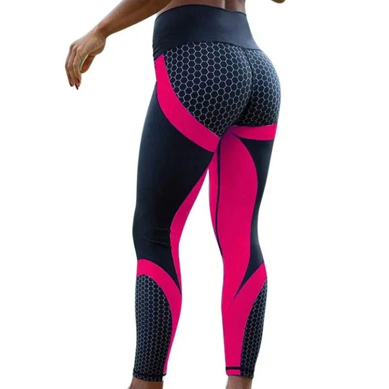 BWQ Leggings Sport Women Honeycomb Digital Printing Trousers Nine Points Workout Yoga Pants Fashion Tight Hips Gym New Pants