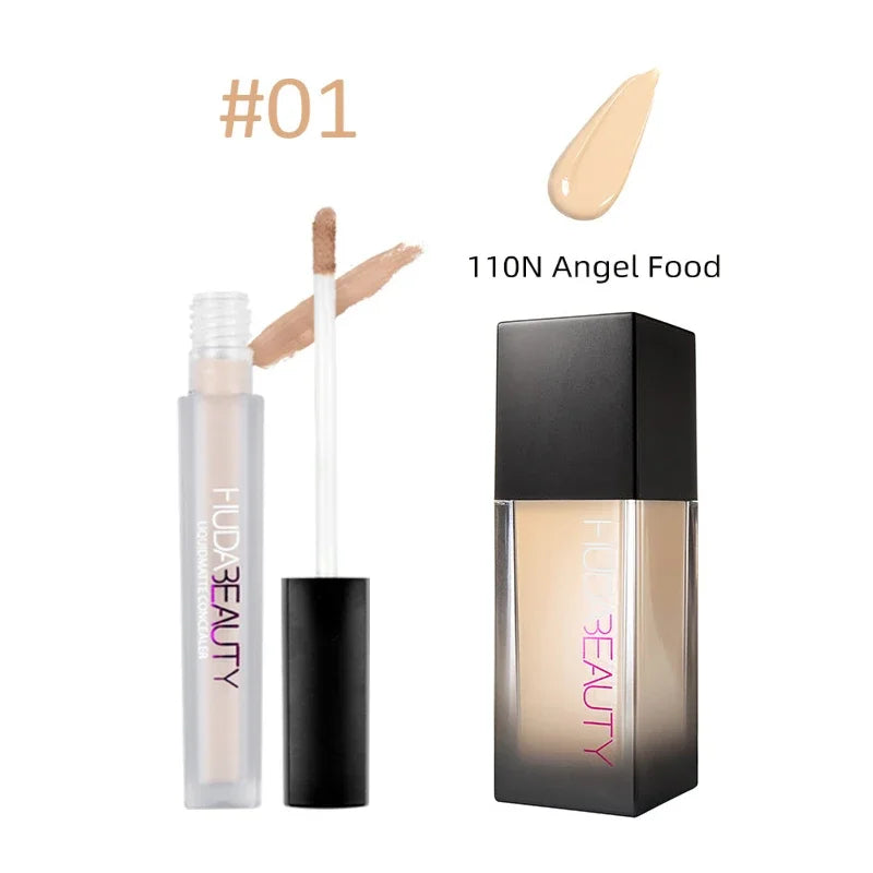 2PCS HUDA Foundation Concealer Base Makeup Set Beauty 34ml Flawless Liquid Makeup Long-wearing Waterproof Breathable Cosmetics