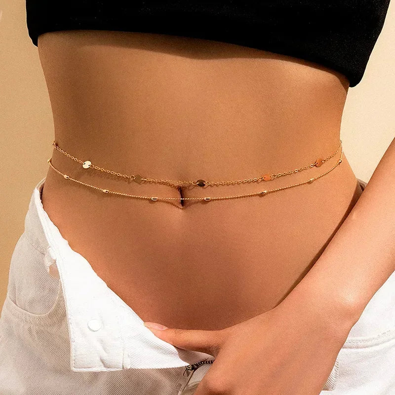 Versatile Peach Heart Sexy Body Chain Ladies' Summer Beach Bikini Body Accessories Simple Love Zircon Tassel Waist Chain