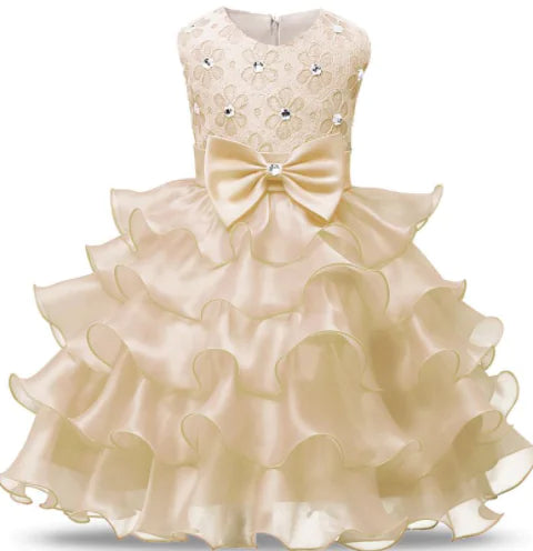 Girls' Sleeveless Princess Dress with Bow (Cake Dress)