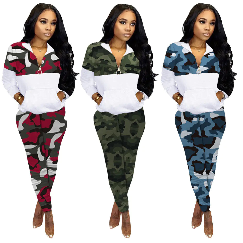Camouflage Fashion Casual Two-Piece Women's Set