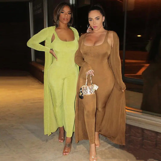 Women's Two-Piece Leisure Jumpsuit Coat Set