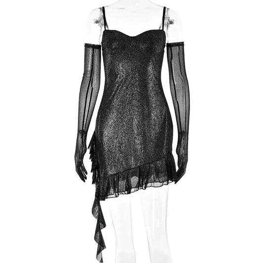 Women's Silver Mesh Sling Tube Top Sexy Dress